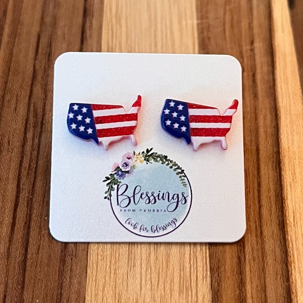 USA Flag Stud Laser Cut Earrings